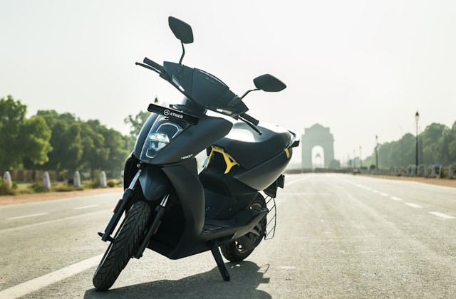 Electric bikes with modern design in city