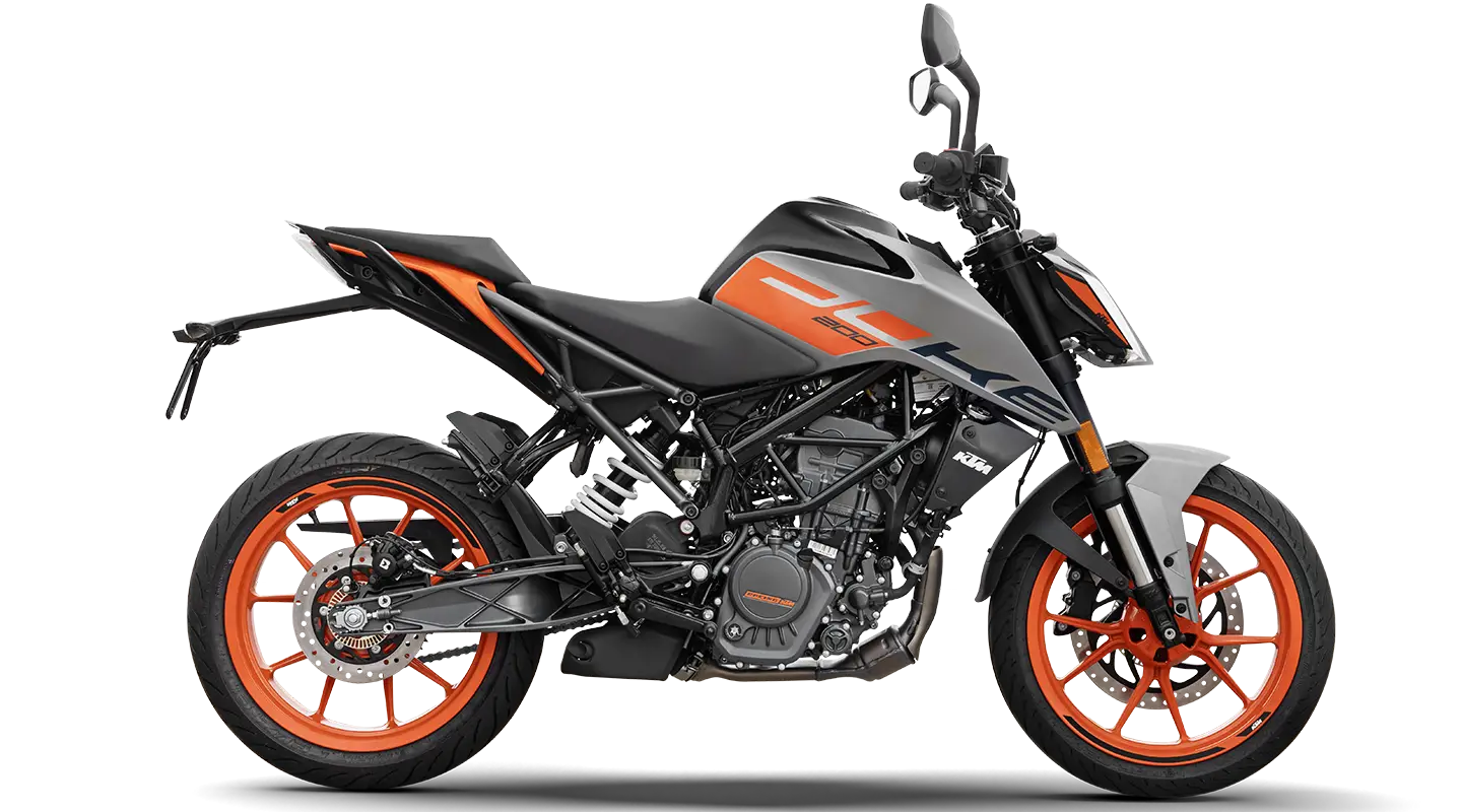 KTM Duke 200 Metallic Silver front and side view