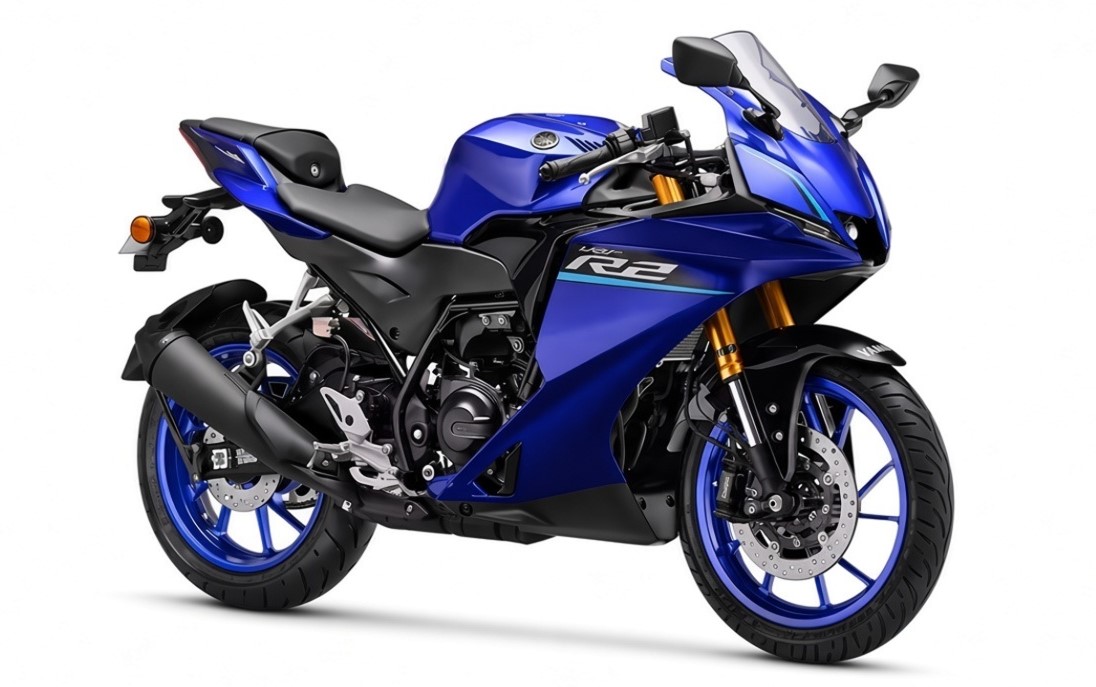Yamaha YZF-R2 Racing Blue sporty angle LED headlight and fairing